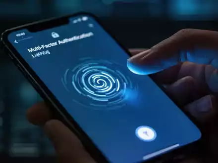 Smartphone-Bildschirm mit MFA-Abfrage und Ladesymbol, Daumen darüber schwebend. - Foto: über boerse-global.de