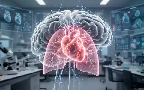 Eine stilisierte Darstellung von Gehirn, Herz und Lunge, die die Verbindung von Pneumonie und Langzeitrisiken symbolisiert. - Foto: über boerse-global.de