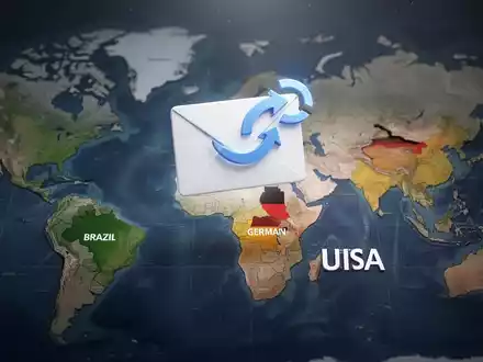E-Mail-Symbol mit Aktualisierungszeichen, Brasilien, Deutschland und USA auf Weltkarte hervorgehoben. - Foto: über boerse-global.de