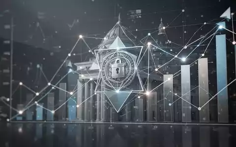 Abstrakte Darstellung von Finanzdaten und sicheren Transaktionen, mit geometrischen Formen und leuchtenden Knotenpunkten. - Foto: über boerse-global.de