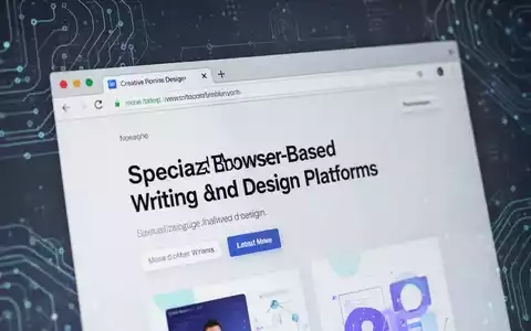 Stilisierte Browser-Oberfläche mit Designelementen und Text, die neue browserbasierte Schreib- und Designplattformen darstellt. - Foto: über boerse-global.de