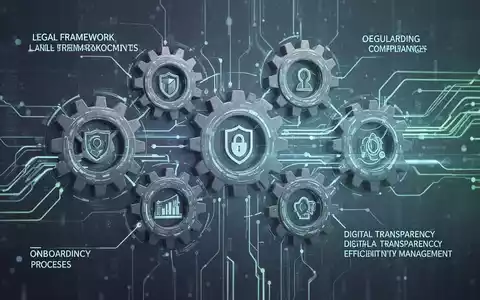Abbildung von Zahnrädern und digitalen Datenströmen, die Lieferkettenmanagement, regulatorische Compliance und digitale Transparenz symbolisieren. - Foto: über boerse-global.de
