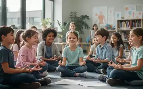 Eine Gruppe Kinder und Jugendlicher interagiert positiv in einem modernen, hellen Raum, symbolisierend psychische Gesundheit und Unterstützung. - Foto: über boerse-global.de