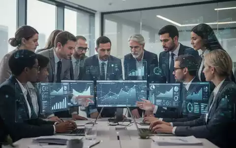 Geschäftsleute in einem modernen Büro betrachten digitale Bildschirme mit Diagrammen und Daten, symbolisch für die E-Rechnungspflicht. - Foto: über boerse-global.de