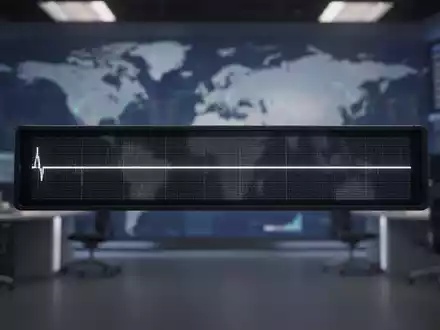 Ein Börsenticker mit einer flachen Linie, die das Fehlen von Nachrichten oder signifikanten Bewegungen symbolisiert. - Foto: über boerse-global.de