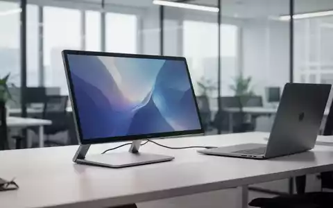Ein schlanker portabler Monitor, verbunden mit einem Laptop auf einem modernen Schreibtisch, symbolisiert mobile Produktivität und Dual-Screen-Setups. - Foto: über boerse-global.de