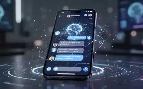 Nahaufnahme eines modernen iPhone-Bildschirms mit KI-Chatbot-Oberfläche und leuchtenden Datenelementen, die fortschrittliche Technologie symbolisieren. - Foto: über boerse-global.de