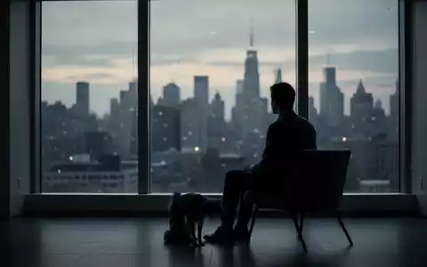 Eine Person sitzt im Profil vor einem großen Fenster, das auf eine verschwommene Stadtlandschaft blickt, was Nachdenklichkeit symbolisiert. - Foto: über boerse-global.de