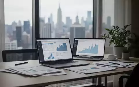 Ein modernes Homeoffice mit Laptop und Dokumenten auf dem Schreibtisch. Im Hintergrund ist eine Stadtlandschaft verschwommen zu sehen. - Foto: über boerse-global.de