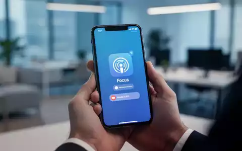 Eine Hand hält ein iPhone mit 'Fokus'-Symbol und stummgeschalteten Benachrichtigungen, was digitale Kommunikationsgrenzen zeigt. - Foto: über boerse-global.de