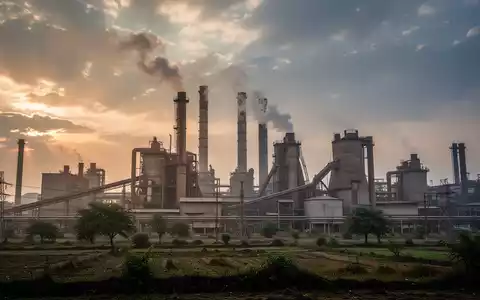 Eine indische Industrieanlage mit Schornsteinen, die Dampf ausstoßen, symbolisiert die Herausforderungen der CO2-Bepreisung. - Foto: über boerse-global.de