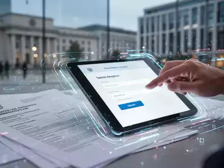 Ein Stapel Formulare und Dokumente, die in digitale Elemente übergehen, symbolisiert Bürokratieabbau und digitale Verwaltung. - Foto: über boerse-global.de