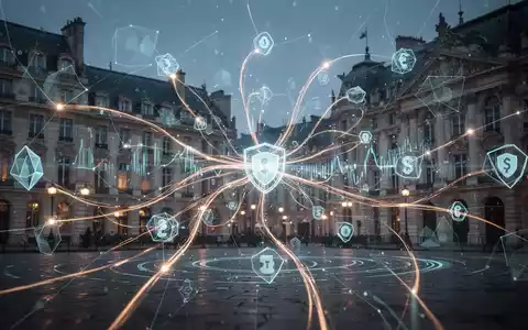 Abstrakte Darstellung digitaler Finanzdatenflüsse zwischen vernetzten Knoten, die sichere, schnelle Zahlungen und Compliance symbolisieren. - Foto: über boerse-global.de