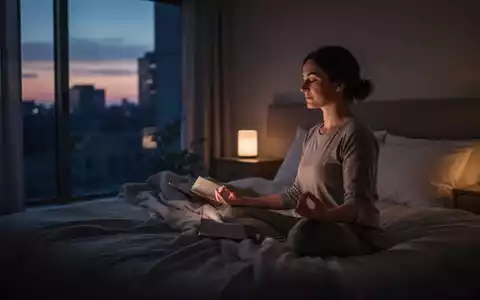 Eine ruhige, abendliche Szene in einem Schlafzimmer, die Entspannung und Achtsamkeit vor dem Schlafengehen darstellt. - Foto: über boerse-global.de