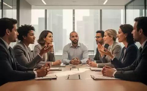 Eine vielfältige Gruppe von Menschen in einem modernen Konferenzraum, die in nachdenklichem, respektvollem Dialog miteinander sprechen. - Foto: über boerse-global.de