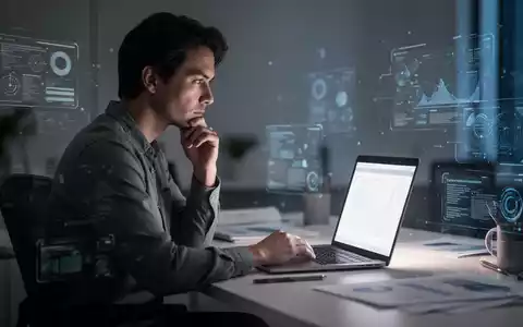 Eine Person sitzt nachdenklich an einem Schreibtisch vor einem Laptop, umgeben von einer ruhigen, konzentrierten Atmosphäre. Das Bild zeigt mentale Arbeit und Fokus. - Foto: über boerse-global.de