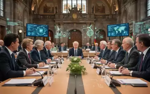 Internationale Konferenzteilnehmer diskutieren in einem prächtigen historischen Saal über Nachhaltigkeit und globale Herausforderungen. - Foto: über boerse-global.de
