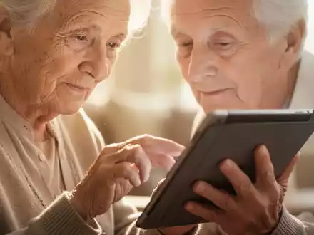 Eine ältere Person konzentriert sich auf die Nutzung eines Tablets, symbolisch für die Stärkung geistiger Fitness durch digitale Technologien. - Foto: über boerse-global.de