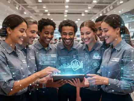 Einzelhandelsmitarbeiter nutzen ein Tablet mit KI-Funktionen in einem modernen Geschäft, Symbol für Technologieintegration im Einzelhandel. - Foto: über boerse-global.de