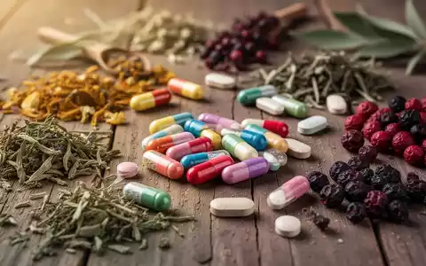 Eine Nahaufnahme von Nahrungsergänzungsmitteln, darunter Kapseln, Kräuter und Beeren, auf einem Holztisch, die Gesundheit und Wohlbefinden symbolisieren. - Foto: über boerse-global.de