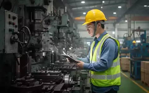 Ein Sicherheitsbeauftragter in Schutzkleidung inspiziert Maschinen in einer vietnamesischen Fabrik, Fokus auf Arbeitssicherheit. - Foto: über boerse-global.de
