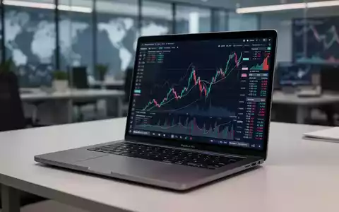 Nahaufnahme eines offenen MacBook Pro mit Finanzdiagrammen, unscharfem Bürohintergrund, Symbol für Preiserhöhungen und Marktauswirkungen. - Foto: über boerse-global.de