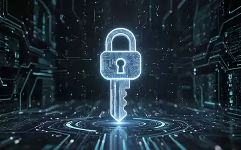 Glühendes digitales Schlüsselsymbol, das sich mit einem Schloss auf dunklem, abstraktem Hintergrund vereint, symbolisiert sichere passwortlose Authentifizierung. - Foto: über boerse-global.de
