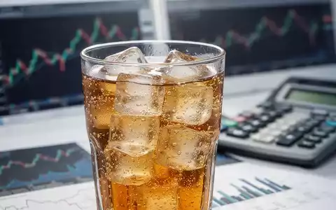Ein Glas mit einem zuckerhaltigen Getränk im Vordergrund, unscharfe Finanzdiagramme und ein Taschenrechner im Hintergrund. - Foto: über boerse-global.de