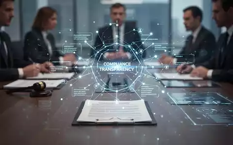 Eine stilvolle Darstellung eines modernen Konferenztisches mit holografischen Projektionen von Rechtsdokumenten und Datenpunkten. - Foto: über boerse-global.de