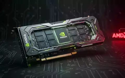 Nahaufnahme einer modernen NVIDIA-Grafikkarte mit Speicherchips, die gegen einen dunklen, technologischen Hintergrund leuchten. - Foto: über boerse-global.de