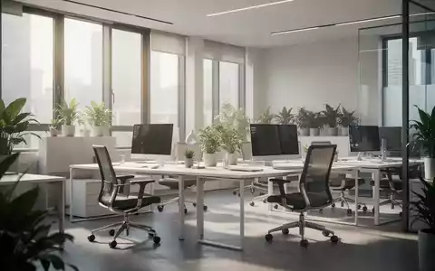 Ein modernes, helles Büro mit ergonomischen Möbeln, Pflanzen und natürlichem Licht, das eine produktive Arbeitsumgebung darstellt. - Foto: über boerse-global.de