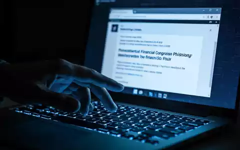 Nahaufnahme einer Hand, die über einer Tastatur schwebt, während auf einem Bildschirm eine betrügerische Phishing-E-Mail angezeigt wird. - Foto: über boerse-global.de