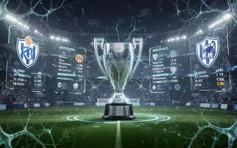 Futuristisches Fußballstadion mit holografischen Projektionen und KI-Neuronalnetz-Mustern - Foto: über boerse-global.de