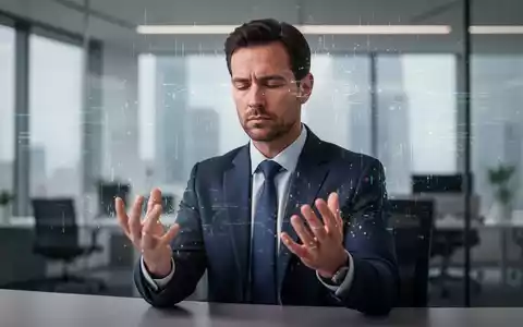 Ein fokussierter Geschäftsmann in einem modernen Büro mit subtilen digitalen Lichteffekten, die Konzentration in einer abgelenkten Welt symbolisieren. - Foto: über boerse-global.de