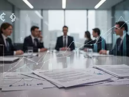 Abstrakte Darstellung von Finanzdaten und Gesetzestexten, mit unscharfen Figuren im Hintergrund, die Regierungsbeamte repräsentieren. - Foto: über boerse-global.de
