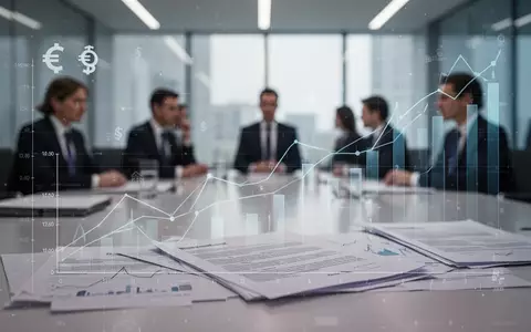 Abstrakte Darstellung von Finanzdaten und Gesetzestexten, mit unscharfen Figuren im Hintergrund, die Regierungsbeamte repräsentieren. - Foto: über boerse-global.de