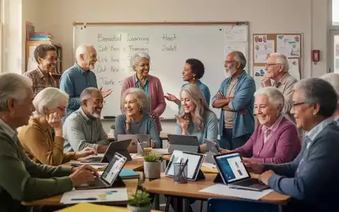 Eine vielfältige Gruppe von Erwachsenen lernt gemeinsam in einem hellen Klassenzimmer, was lebenslanges Lernen symbolisiert. - Foto: über boerse-global.de