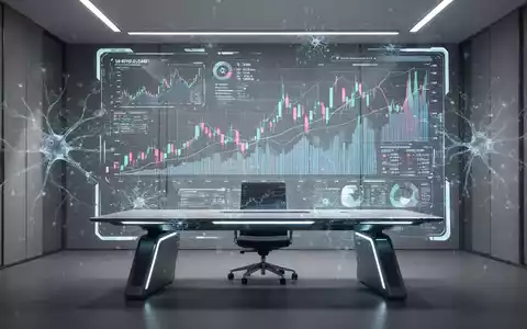Holografische Schnittstelle mit Finanzdiagrammen und KI-Netzwerkmustern in einem modernen Büro, symbolisiert die Rolle der KI im Geschäftsmanagement. - Foto: über boerse-global.de