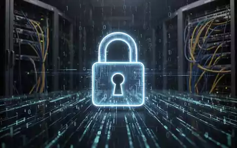 Leuchtendes Vorhängeschloss-Symbol über abstrakter digitaler Landschaft mit Binärcode, symbolisiert Datenlecks und Cybersicherheitsbedrohungen. - Foto: über boerse-global.de
