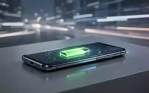 Ein schlankes, futuristisches Smartphone mit einem leuchtenden Bildschirm und einem dezenten Batteriesymbol auf einer reflektierenden Oberfläche. - Foto: über boerse-global.de