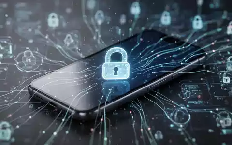 Nahaufnahme eines Smartphone-Bildschirms mit digitalem Schloss-Symbol, umgeben von abstrakten leuchtenden Linien, die Sicherheit symbolisieren. - Foto: über boerse-global.de