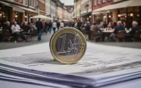 Eine Nahaufnahme einer deutschen Euro-Münze auf einem Stapel Finanzdokumente mit verschwommenem Hintergrund einer belebten Straße. - Foto: über boerse-global.de