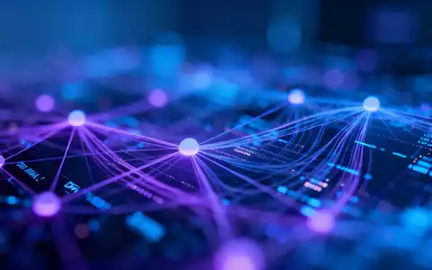 Abstrakte Darstellung des dezentralen Finanzsektors (DeFi) mit digitalen Knoten und Lichteffekten, die Entscheidungsfindung and Innovation symbolisieren. - Foto: über boerse-global.de