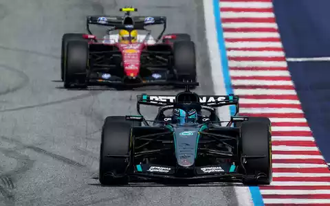 George Russell lag im Mercedes von Anfang an vorn. - Foto: Darko Bandic/AP/dpa