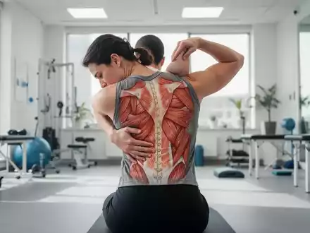 Eine Person führt sanfte Dehnübungen für den Rücken in einem modernen Physiotherapiezentrum durch, mit Fokus auf die Wirbelsäule. - Foto: über boerse-global.de