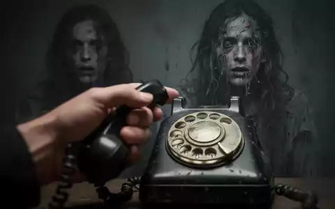 Eine unscharfe Hand hält ein altes Wähltelefon, im Hintergrund eine verschwommene, bedrohliche Gestalt, die Betrug und Verletzlichkeit symbolisiert. - Foto: über boerse-global.de