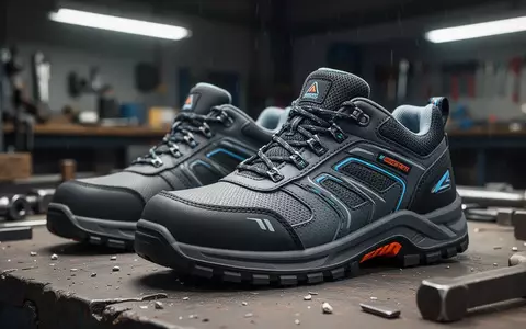Nahaufnahme von modernen Sicherheitsschuhen, die Ergonomie und fortschrittliche Materialien in einer Werkstattumgebung hervorheben. - Foto: über boerse-global.de