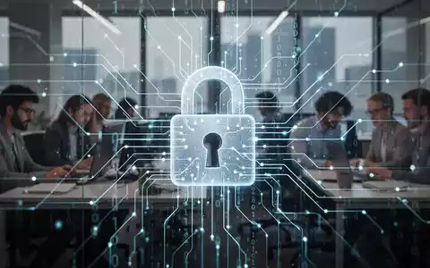 Ein stilisiertes digitales Vorhängeschloss über einem Netzwerk aus leuchtenden Datenlinien und binärem Code, symbolisiert Datenschutz und Regulierung. - Foto: über boerse-global.de