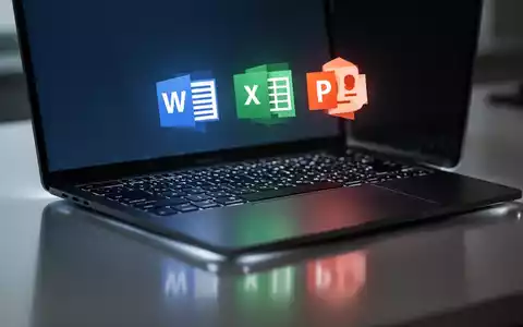 Nahaufnahme einer modernen Laptop-Tastatur mit leuchtenden Tasten, Microsoft-Office-Symbole auf dem Bildschirm, symbolisiert Produktivität und Software. - Foto: über boerse-global.de