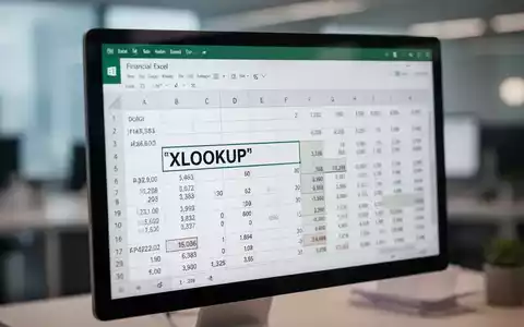 Nahaufnahme eines Computerbildschirms mit Excel-Tabelle und XLOOKUP-Funktion, Symbol für Datenverwaltung. - Foto: über boerse-global.de